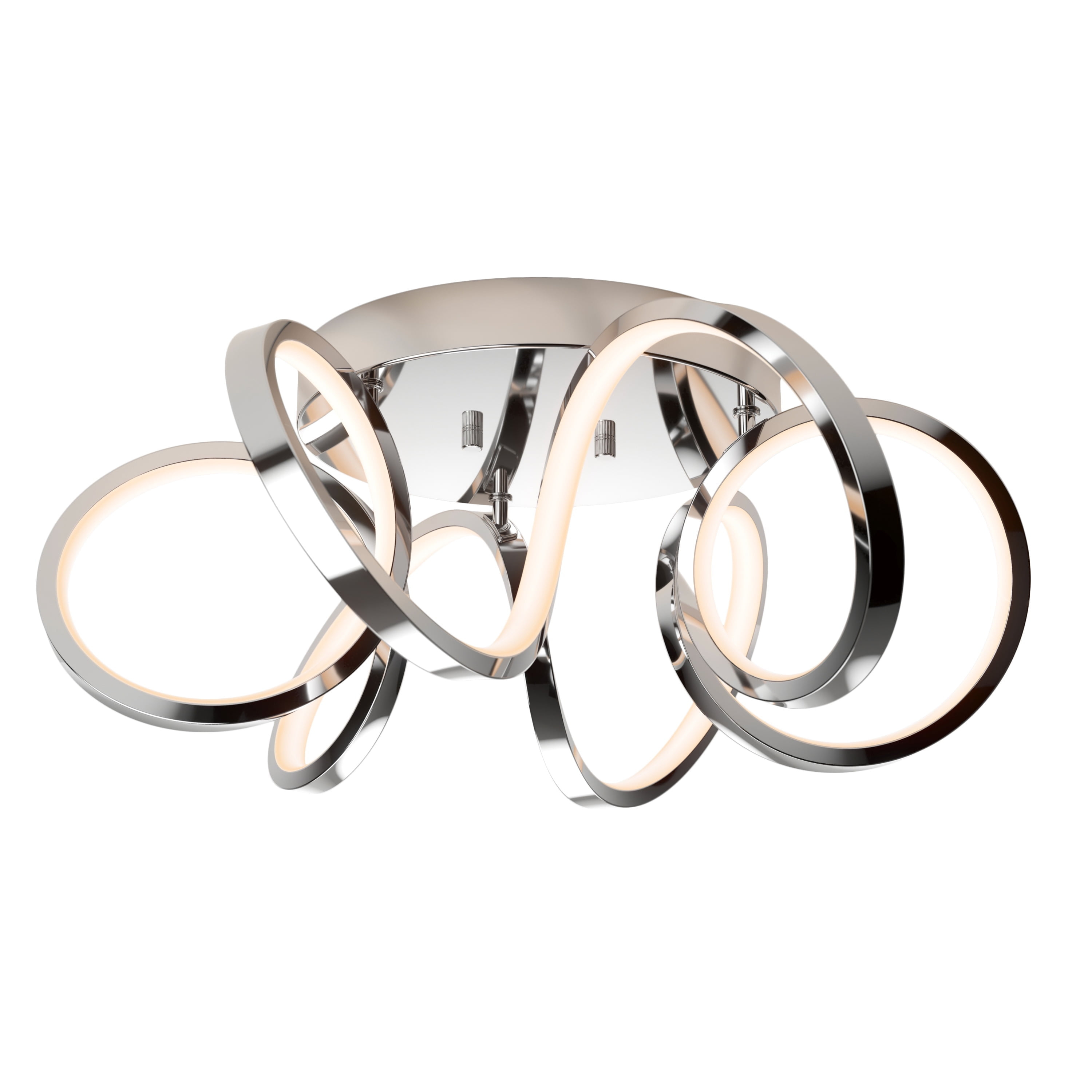 artika Swirl Ribbon 28W LED Modern Flush Mount Ceiling Light Fixture, Chrome Ideal for Bedroom, Hallway, Kitchen - 1800 Lumens 3000 Kelvin, No Bulb Required