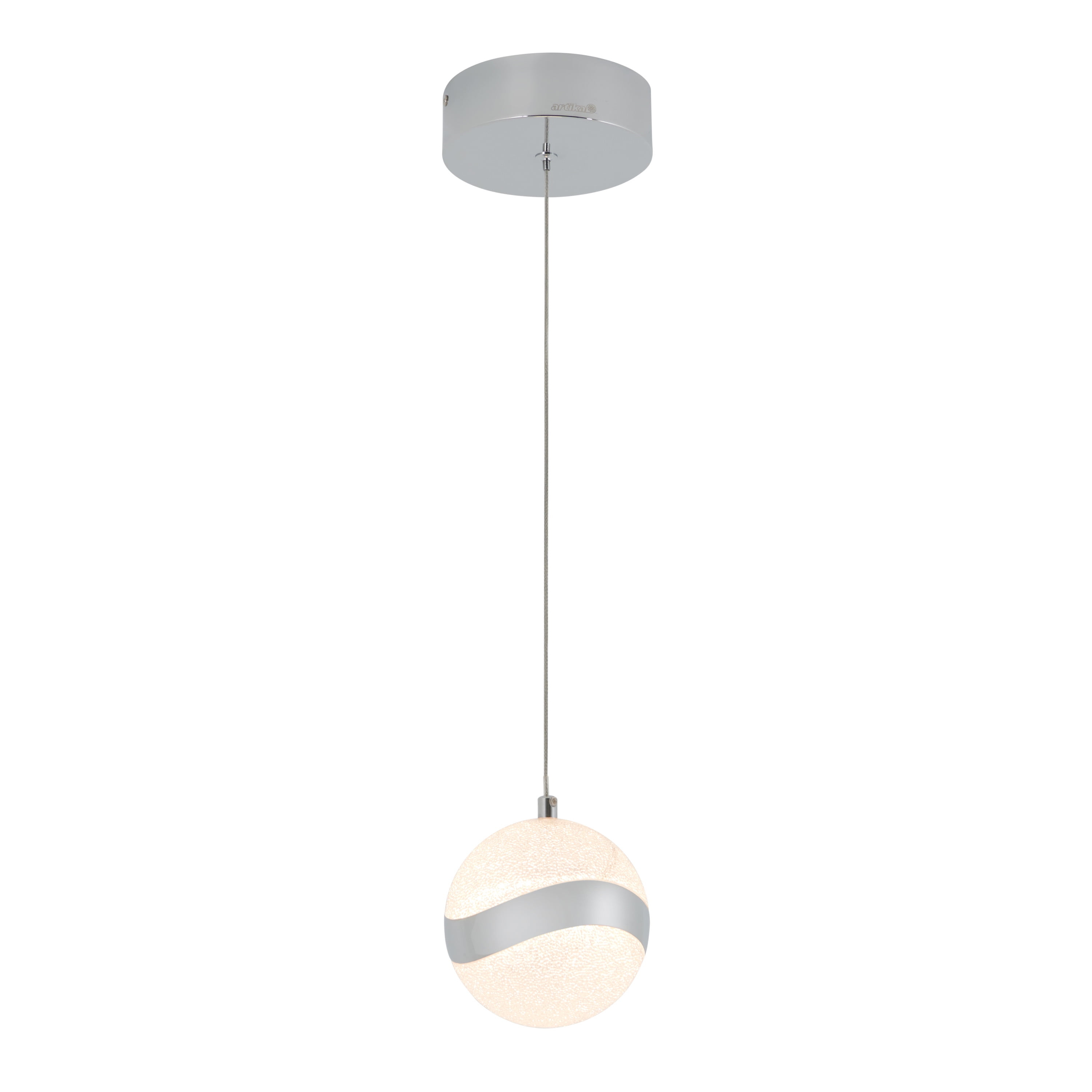 Artika Wavey Integrated LED 1-Light Pendant, Chrome Finish