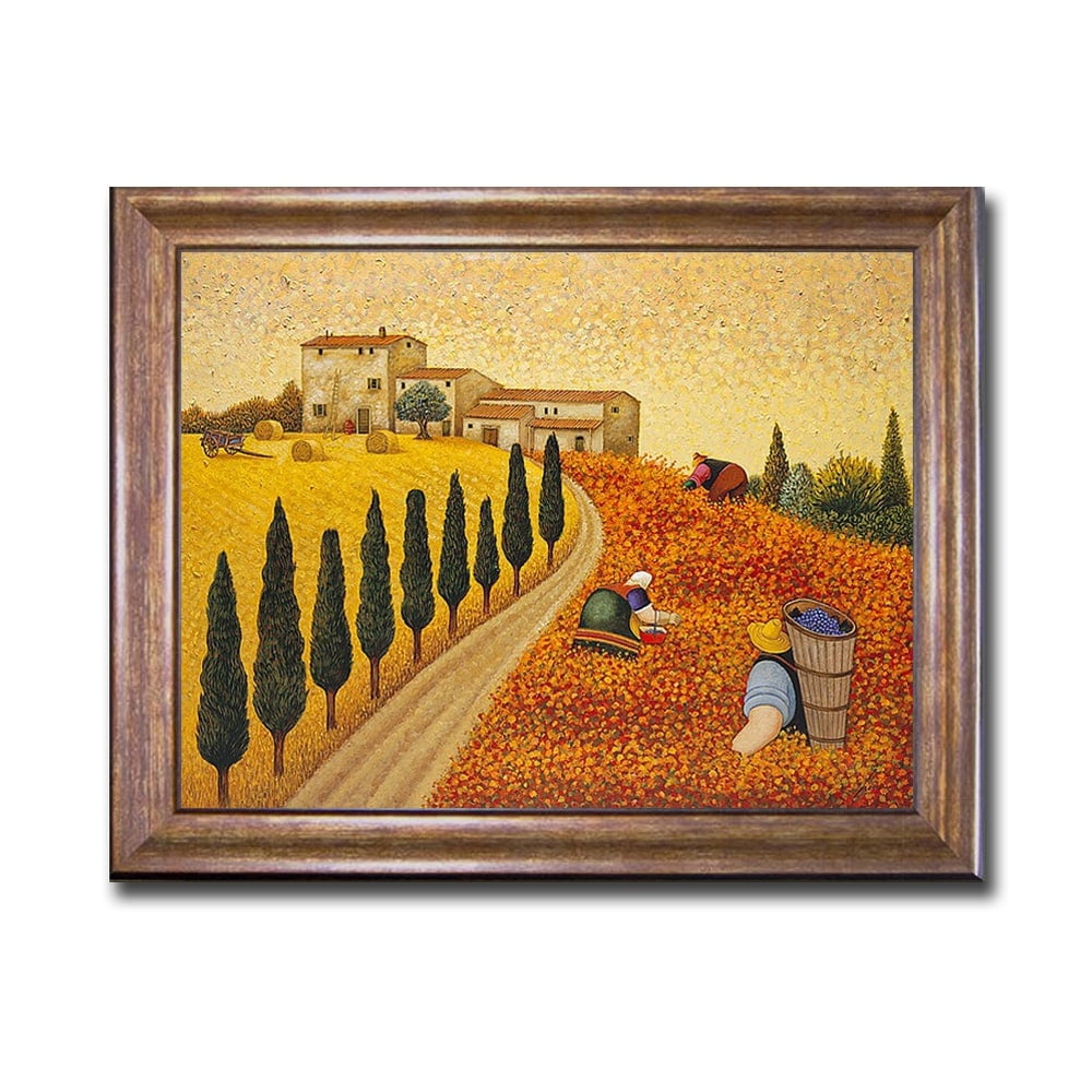 Artistic Home Gallery Village Landscape by Lowell Herrero Bronze Framed Canvas Art (22 in x 28 in)
