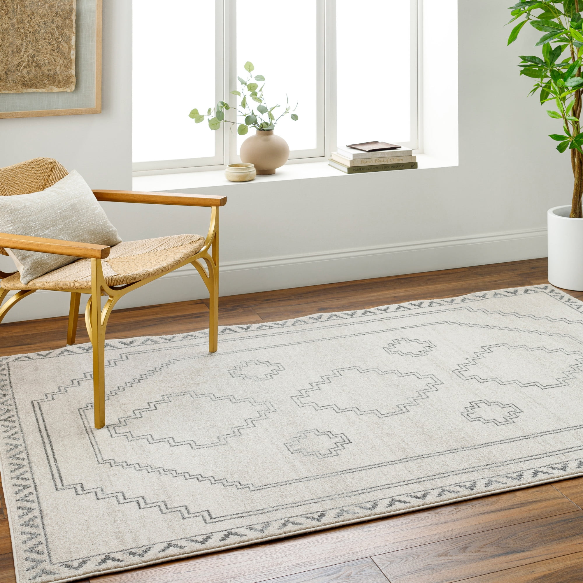 Livabliss Alpharetta Vintage Tribal Area Rug,5'3" x 7',Gray