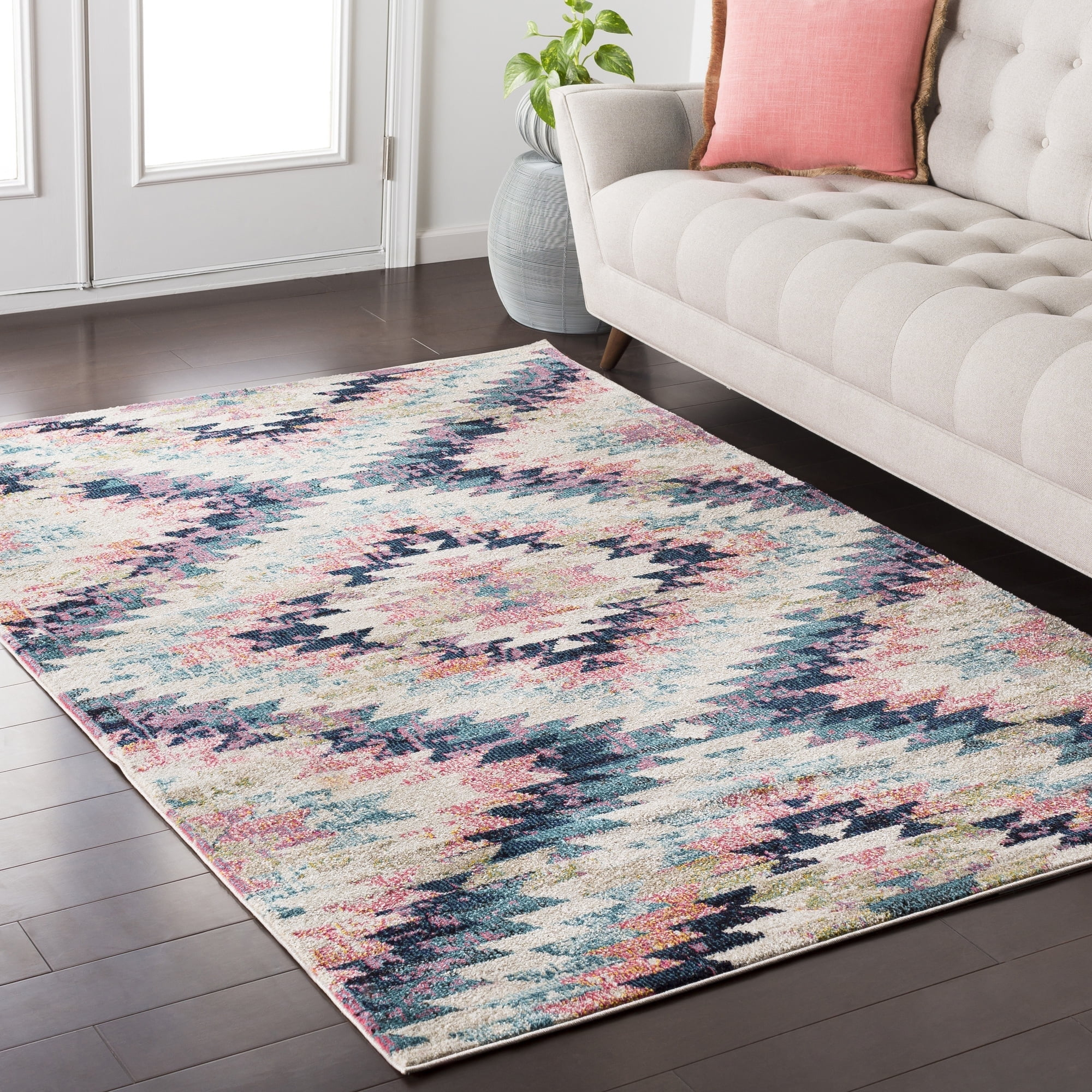 Livabliss Anika Rustic Area Rug,2' x 2'11",Coral