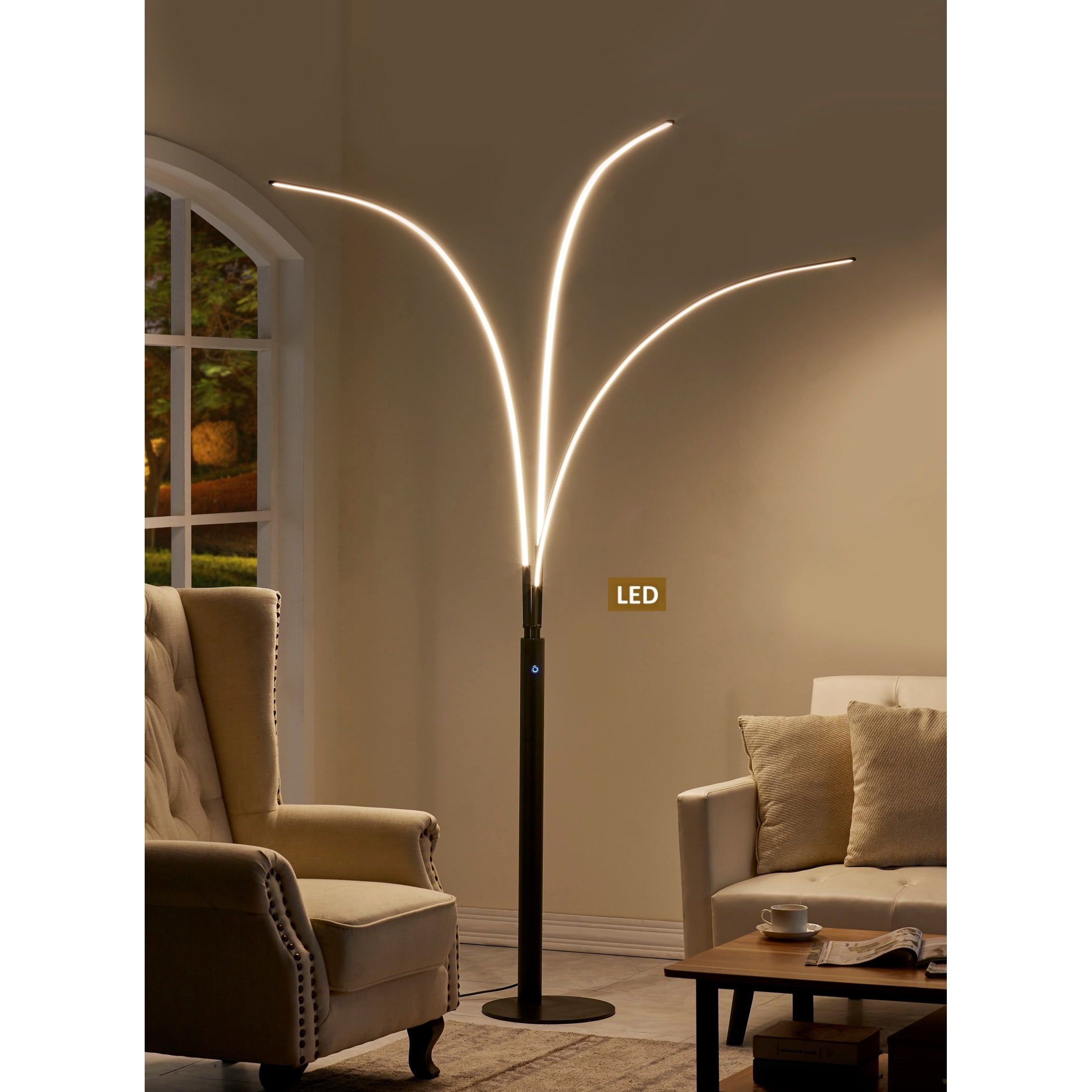 Artiva  Aurora LED Arch Tree Floor Lamp, 92" - 92 black Black