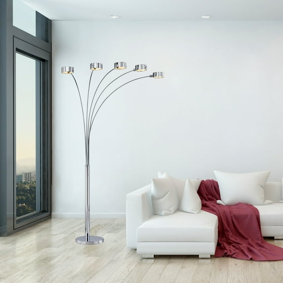 Artiva USA 88" Micah Arched Floor Lamp with Dimmer, Chrome