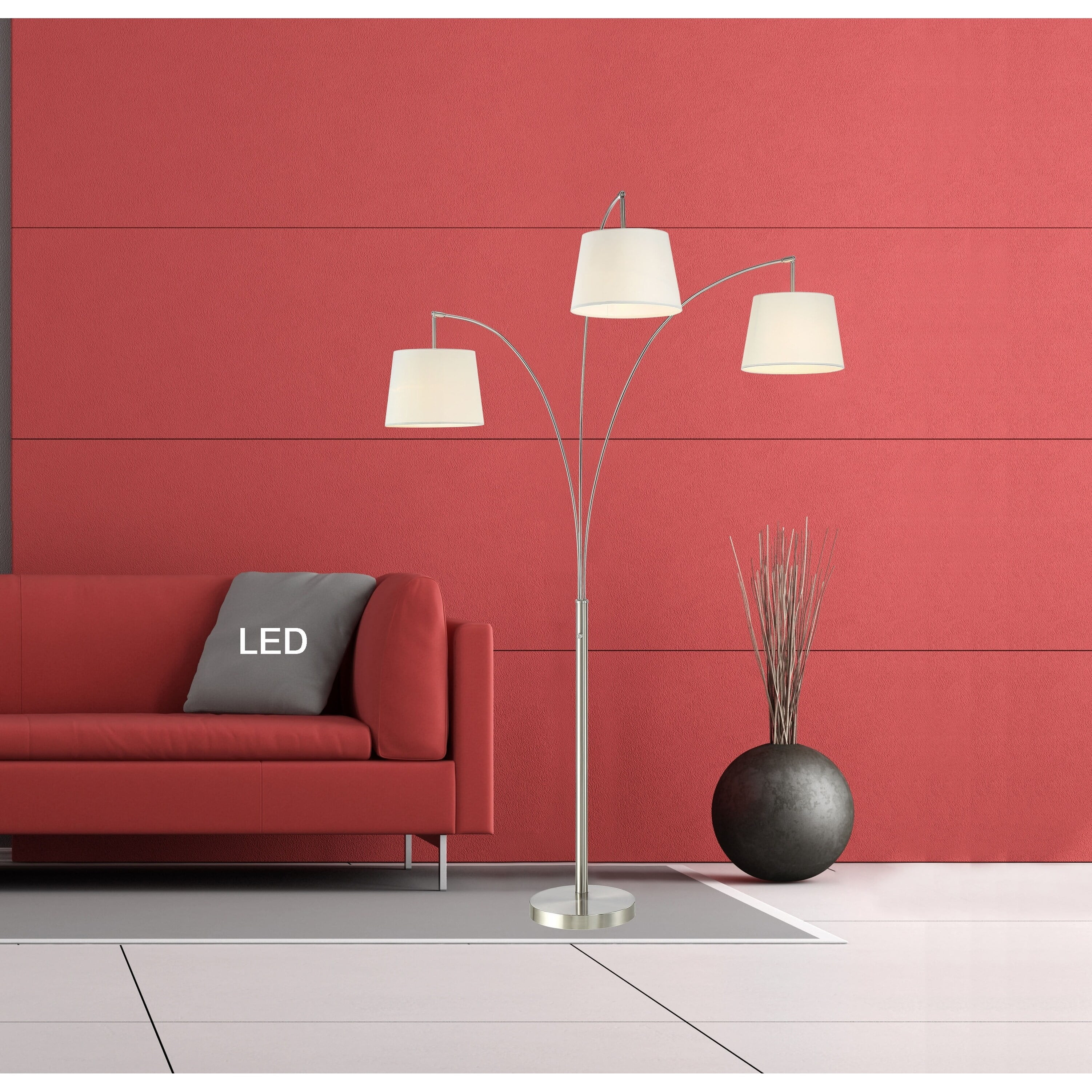 Artiva USA Artiva LUCE 84" Modern LED 3-Arch Brushed Steel Floor Lamp w/Dimmer