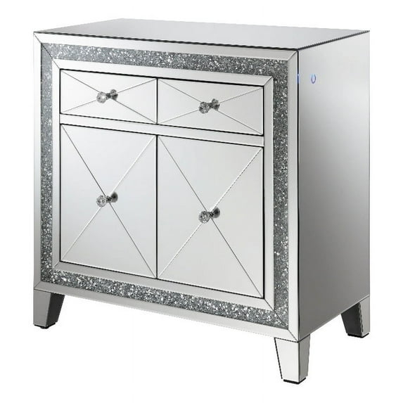 Arwen 2-drawer Accent Cabinet Clear Mirror with LED Lighting