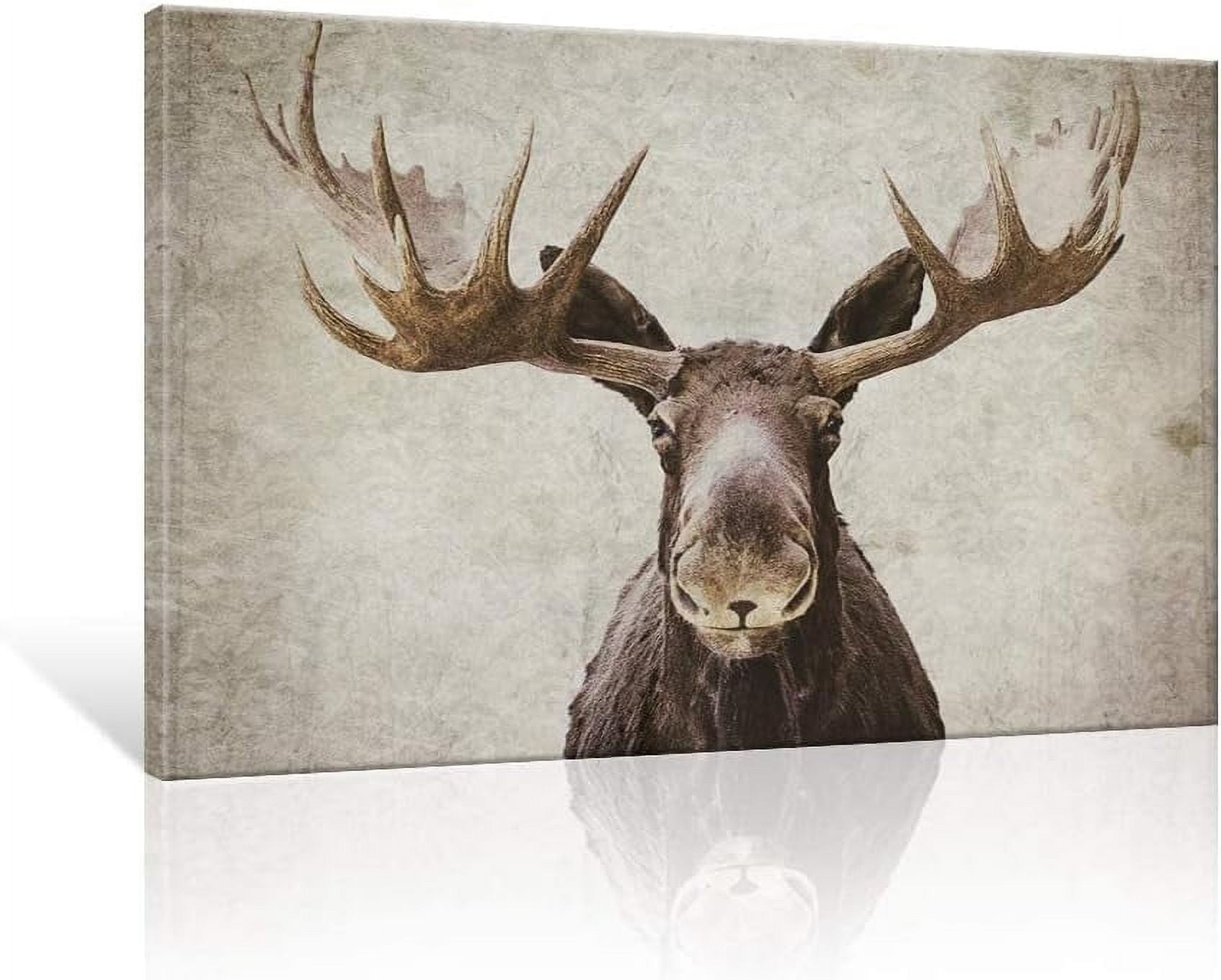 Elmer The Moose Rustic Canvas Art for Kids Room Decor