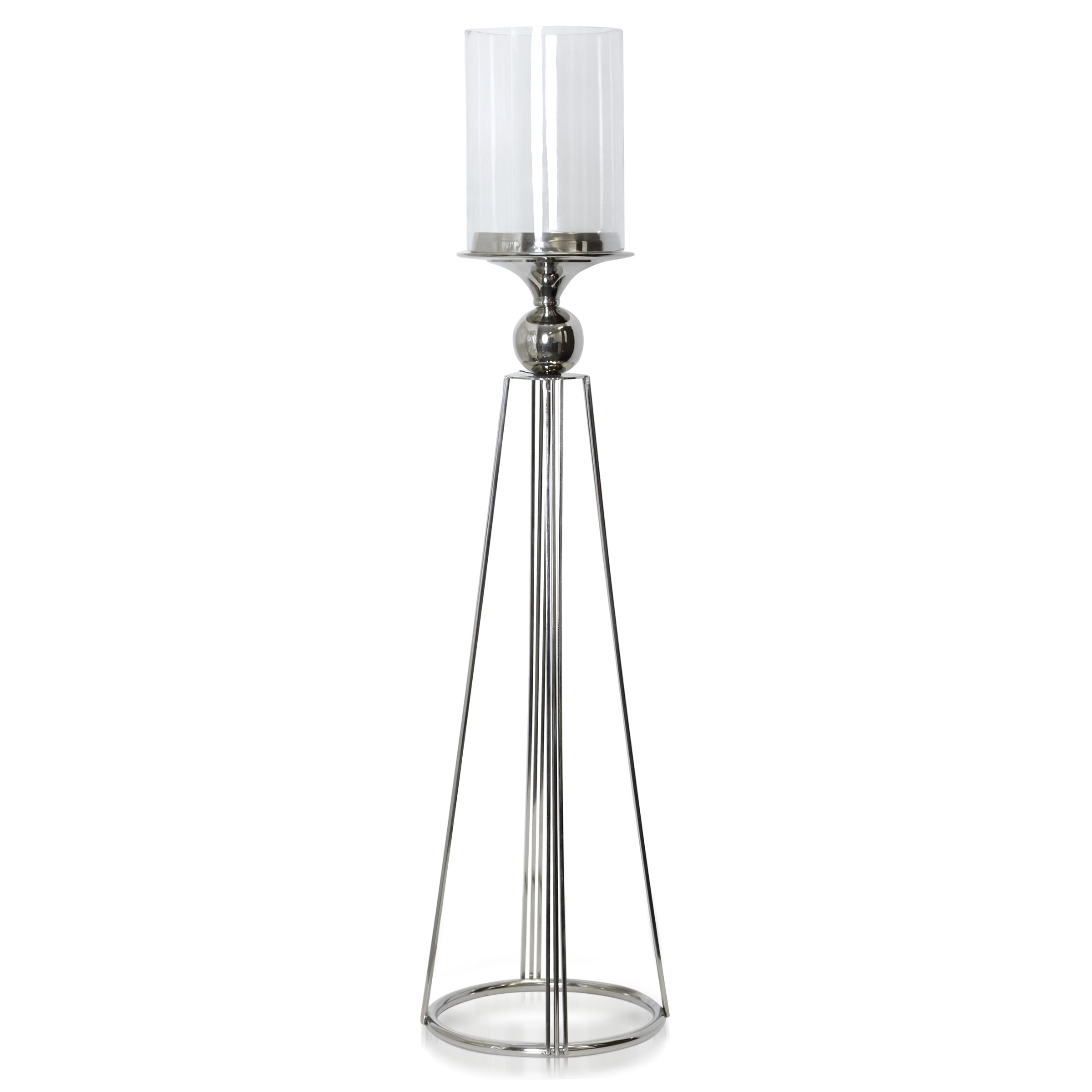 Asha - Aluminum And Clear Glass One Light Candle Holder Stand - Medium