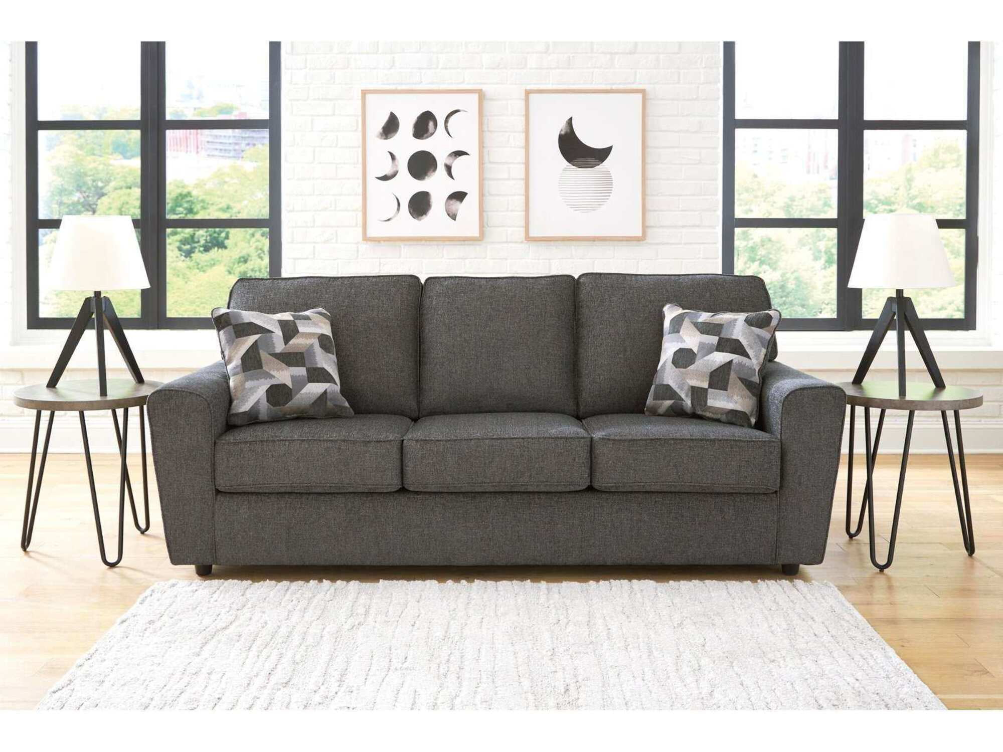 Signature Design by Ashley Cascilla Contemporary Fabric & Wood Loveseat in Gray