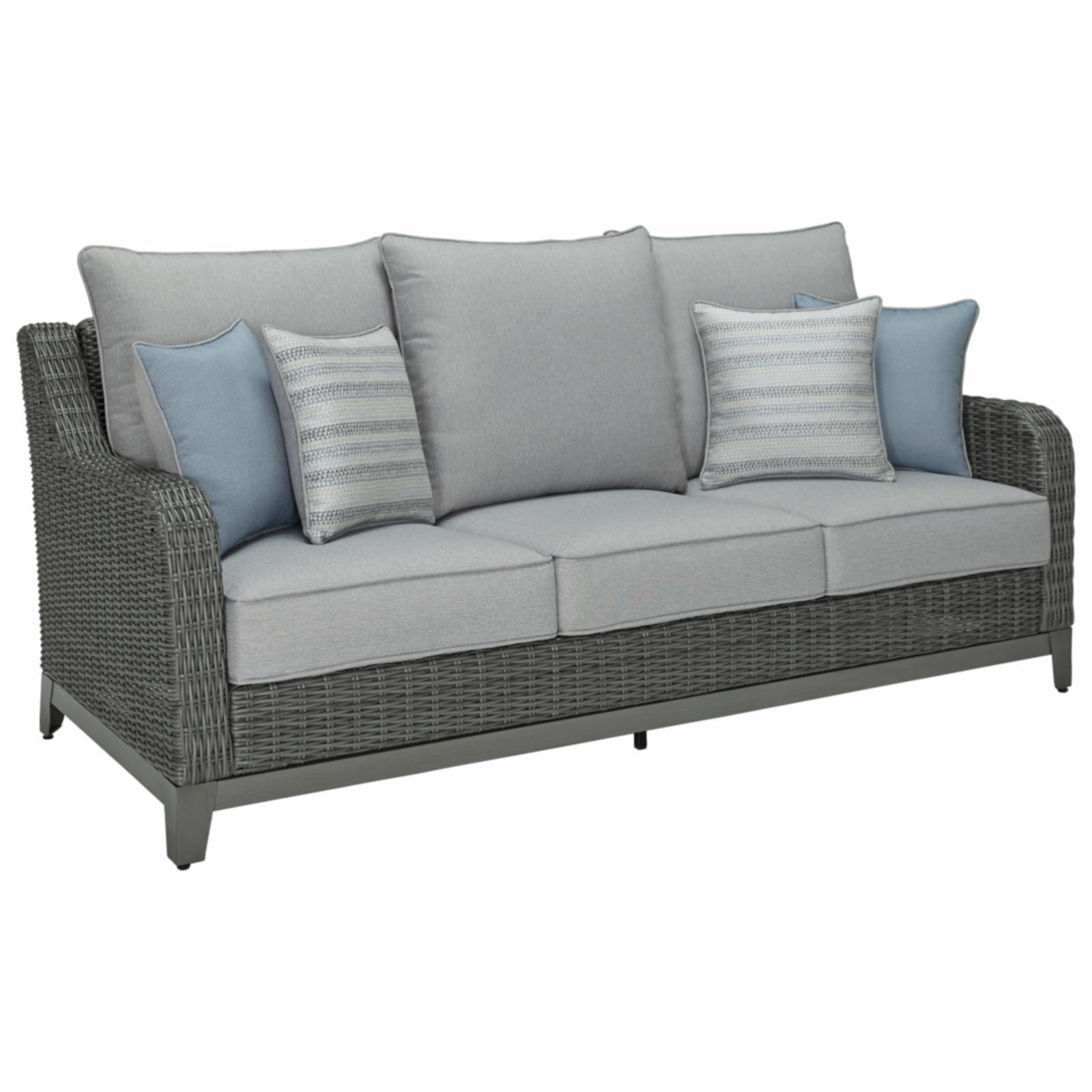 Signature Design by Ashley Elite Park Outdoor Fabric Sofa with Cushion in Gray