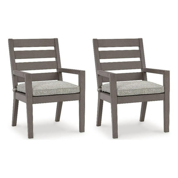 Ashley Furniture Hillside Barn Gray & Brown Outdoor Dining Arm Chair - Set of 2