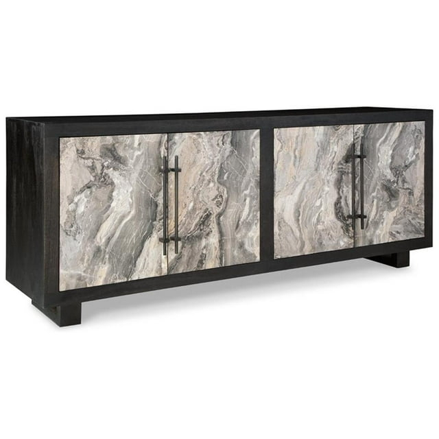 Ashley Furniture Lakenwood Wood Accent Cabinet in Light Gray and Black