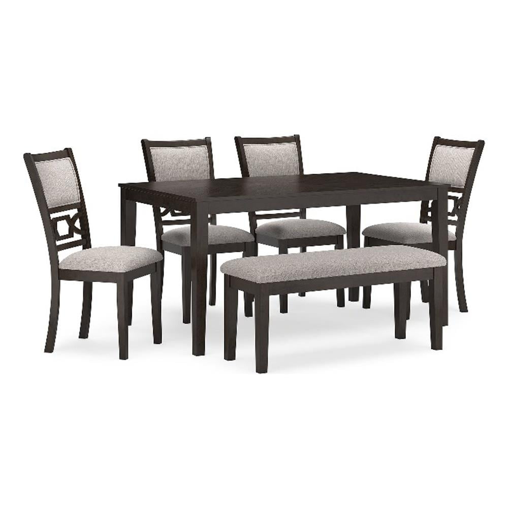 Ashley Furniture Langwest Brown Dining Table and 4 Chairs and Bench - Set of 6
