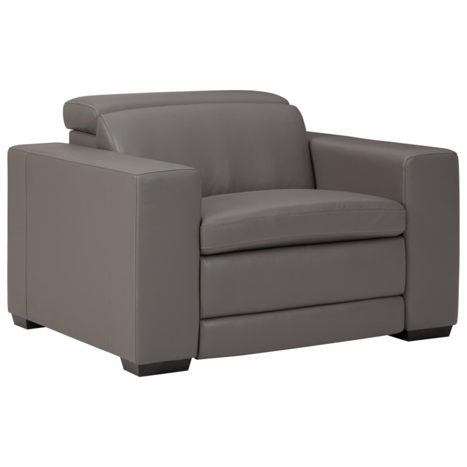 Signature Design by Ashley Texline Leather Power Recliner with Headrest in Gray