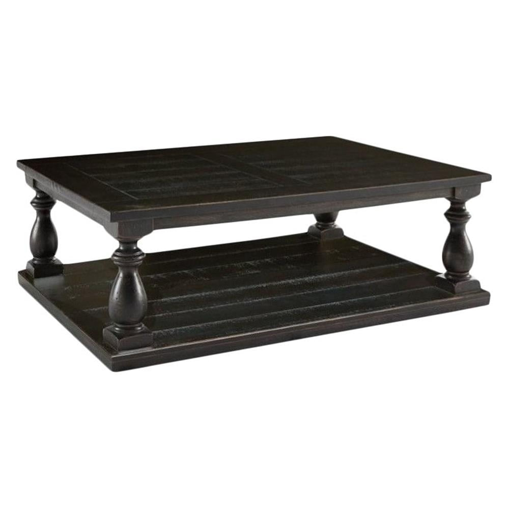 Ashley Furniture Vintage Shelves Rectangular Wood Coffee Table with Open Base Shelf, Black