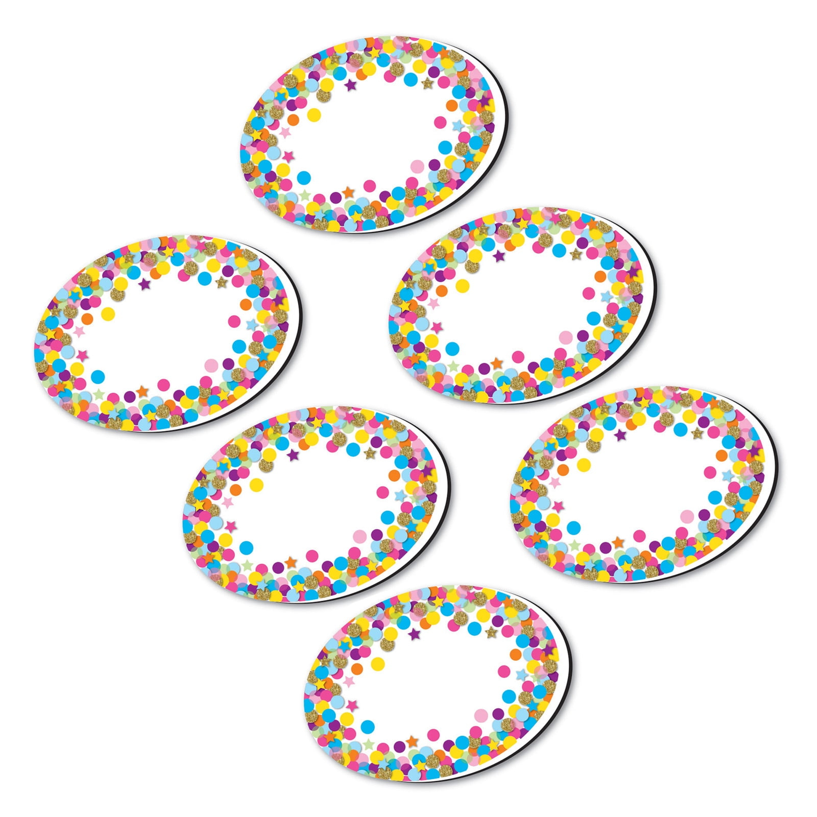 Ashley Productions® Magnetic Whiteboard Eraser, Oval Confetti, Pack of 6