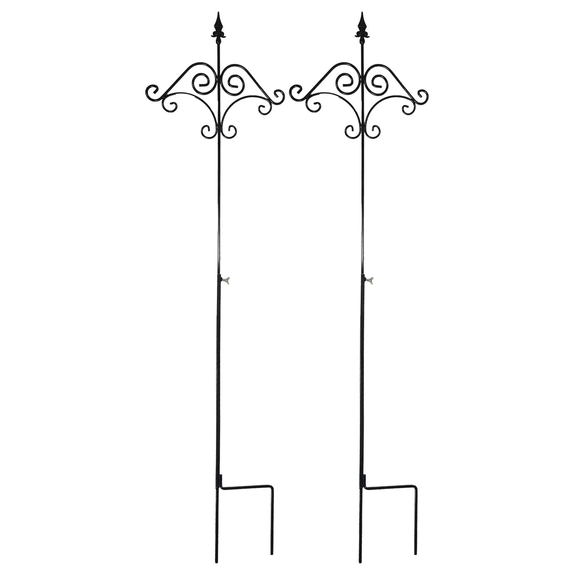 Ashman 91 Inch Shepard's Hook Floral Design Ground Stake Plant Hanger, 2 Pack