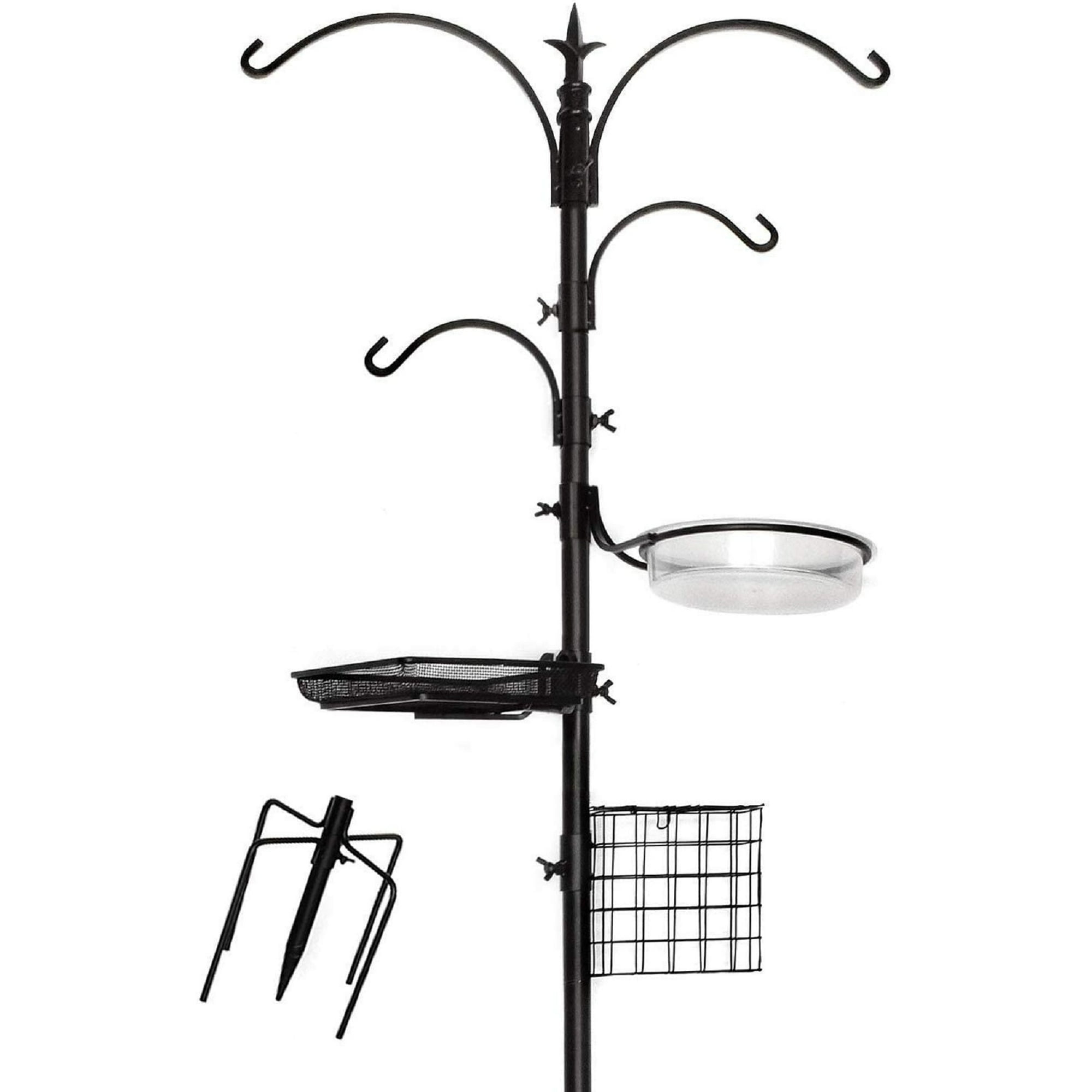 Ashman Online Deluxe Rustproof Bird Feeding Station with Suet Cage, Water Dish, Hanging Kit, Black