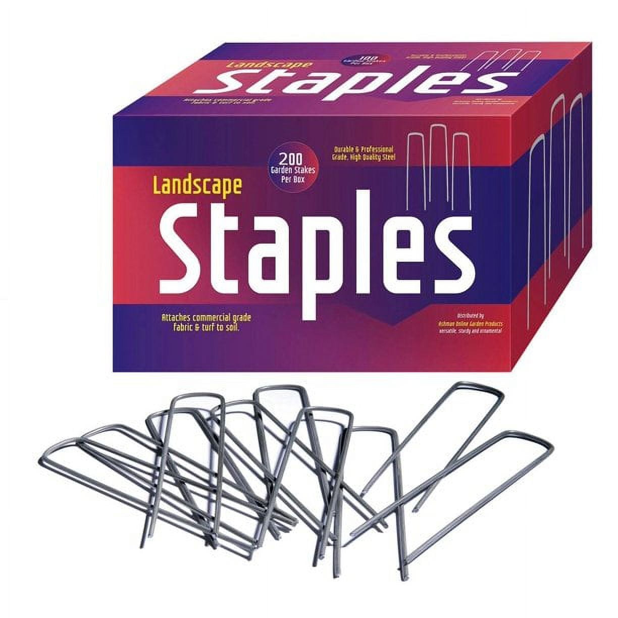 Ashman Online, Garden Landscape Staples Ground Stakes Pins, Silver Color, SOD Staples, 200 Count Heavy Duty & Anti Rust