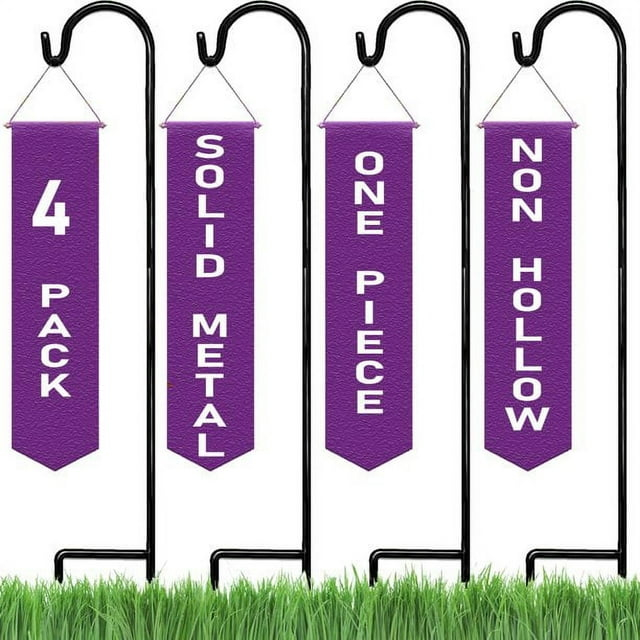 Ashman Online, Shepherd Hook 48 inch 10MM Thick, Super Strong, Rust Resistant Steel Hook, Black Color, Ideal for Use at Weddings, Hanging Plant Baskets 4Pack