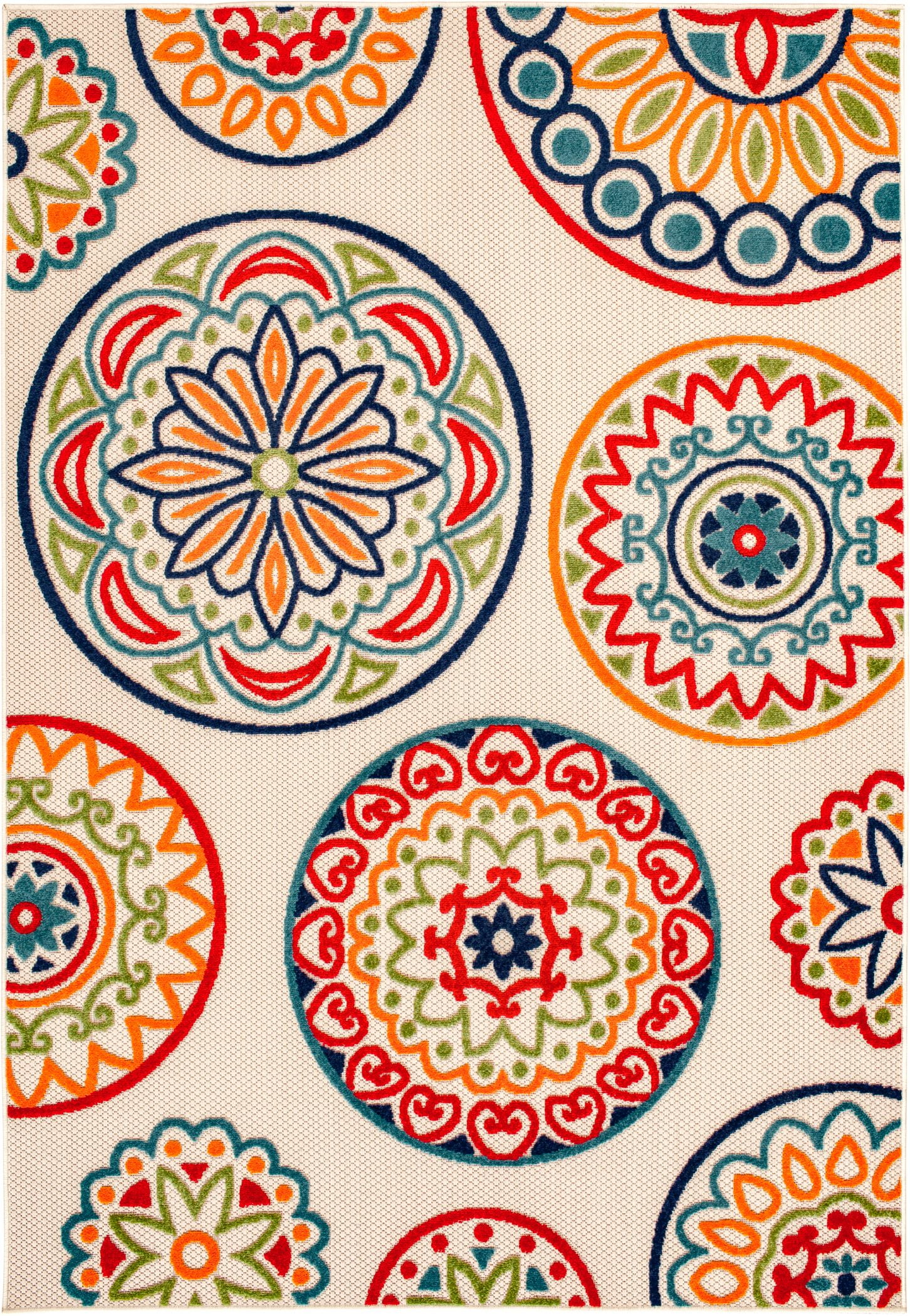 Ashton woods Tesellie 3'1" x 5'3" Cream Medallion Woven Outdoor Polypropylene Area Rug