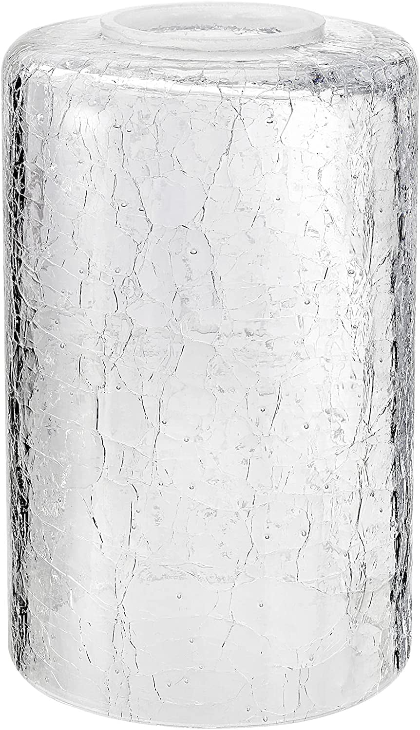 Aspen Creative 23614-01,Clear Cylinder Cracked Glass Shade.3-1/2"Dia x 5-1/2"H / Center Hole:42mm.