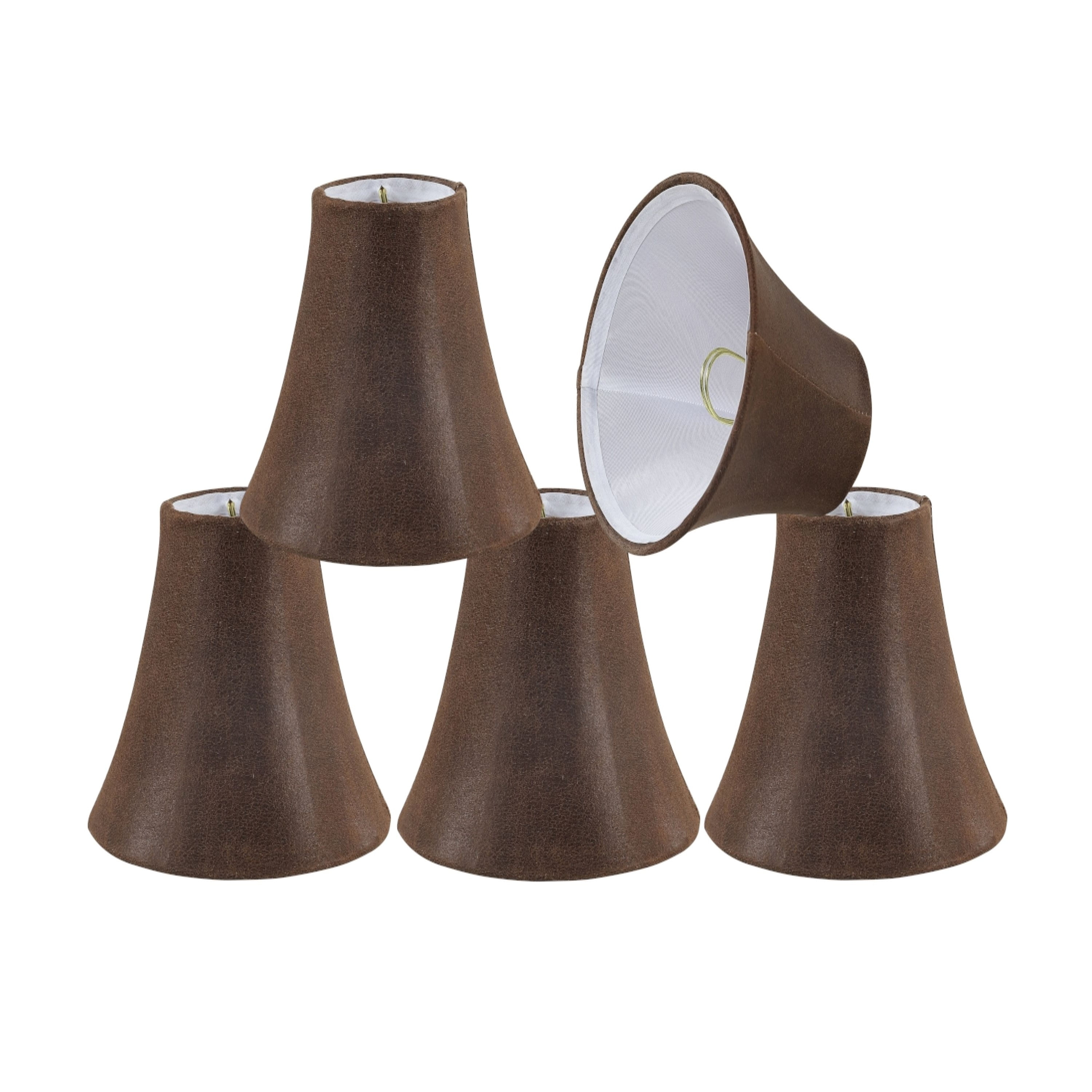 Aspen Creative 30078-5 Small Bell Shape Chandelier Clip-On Lamp Shade Set (5 Pack), Transitional Design in Brown, 6" bottom width (3" x 6" x 5")