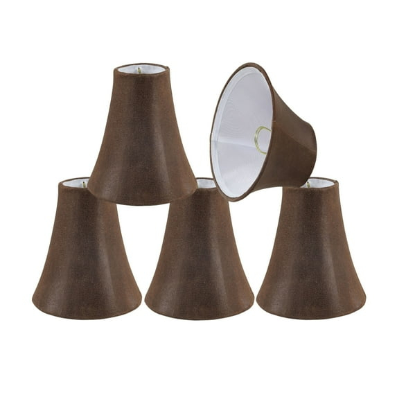 Aspen Creative 30078-5 Small Bell Shape Chandelier Clip-On Lamp Shade Set (5 Pack), Transitional Design in Brown, 6" bottom width (3" x 6" x 5")