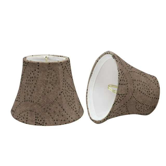 Aspen Creative 30276-2 Small Bell Shape Chandelier Clip-On Lamp Shade Set (2 Pack), Transitional Design in Brown, 5" bottom width (3" x 5" x 4" )