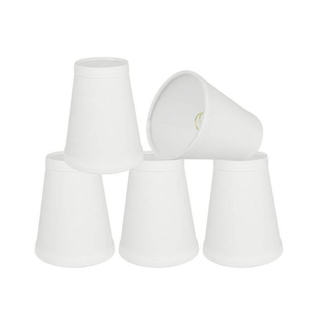 Aspen Creative 32080-5 Small Hardback Empire Shape Chandelier Clip-On Lamp Shade Set (5 Pack), Transitional Design in Off White, 4" bottom width (2.5" x 4" x 5")