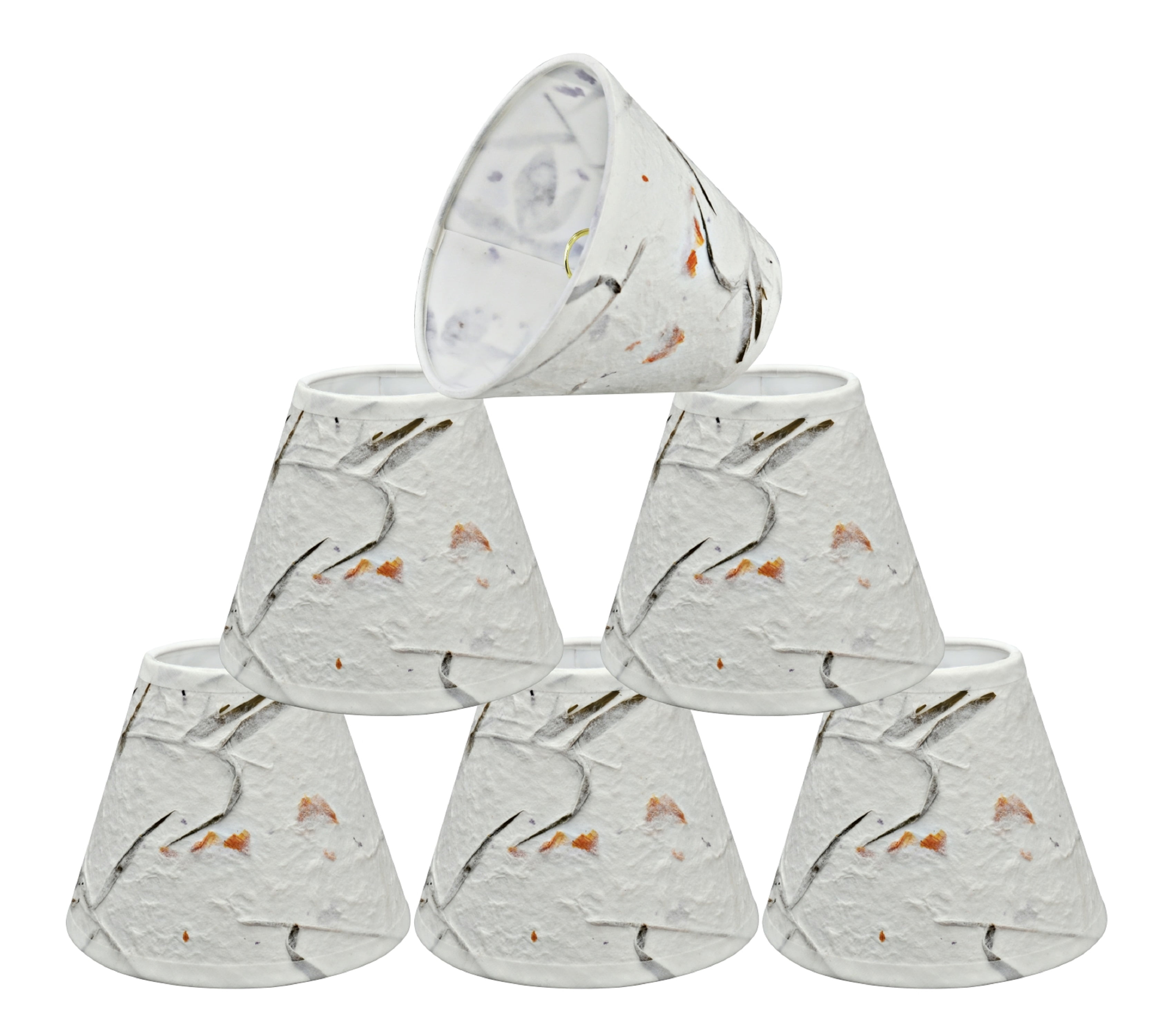 Aspen Creative 32115-6 Small Hardback Empire Shape Chandelier Clip-On Lamp Shade Set (6 Pack), Transitional Design in Off White, 6" bottom width (3" x 6" x 5")