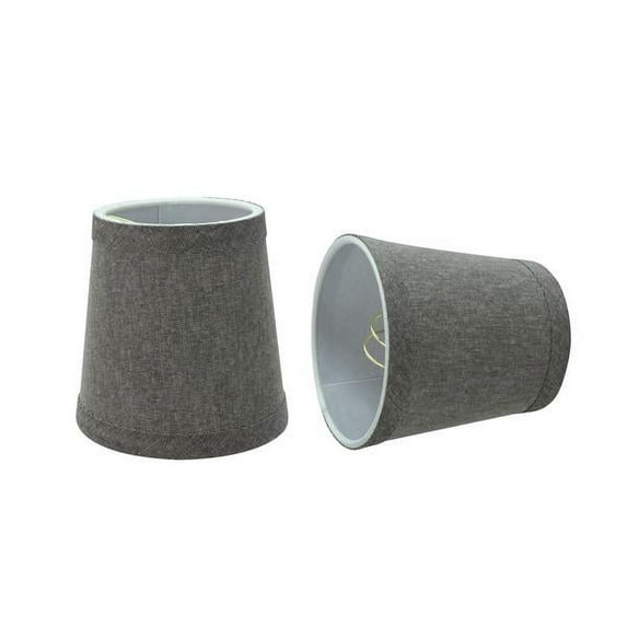 Aspen Creative 32716-2 Small Hardback Empire Shape Chandelier Clip-On Lamp Shade Set (2 Pack), Transitional Design in Grey, 4" bottom width (3" x 4" x 4")