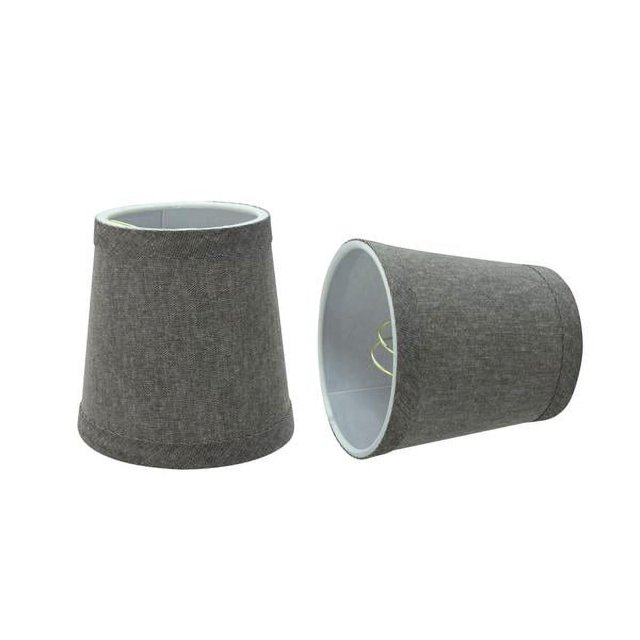 Aspen Creative 32716-2 Small Hardback Empire Shape Chandelier Clip-On Lamp Shade Set (2 Pack), Transitional Design in Grey, 4" bottom width (3" x 4" x 4")