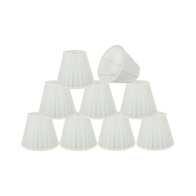 Aspen Creative 33112-9 Small Pleated Empire Shape Chandelier Clip-On Lamp Shade Set (9 Pack), Transitional Design in White, 5" bottom width (3" x 5" x 4 1/4")
