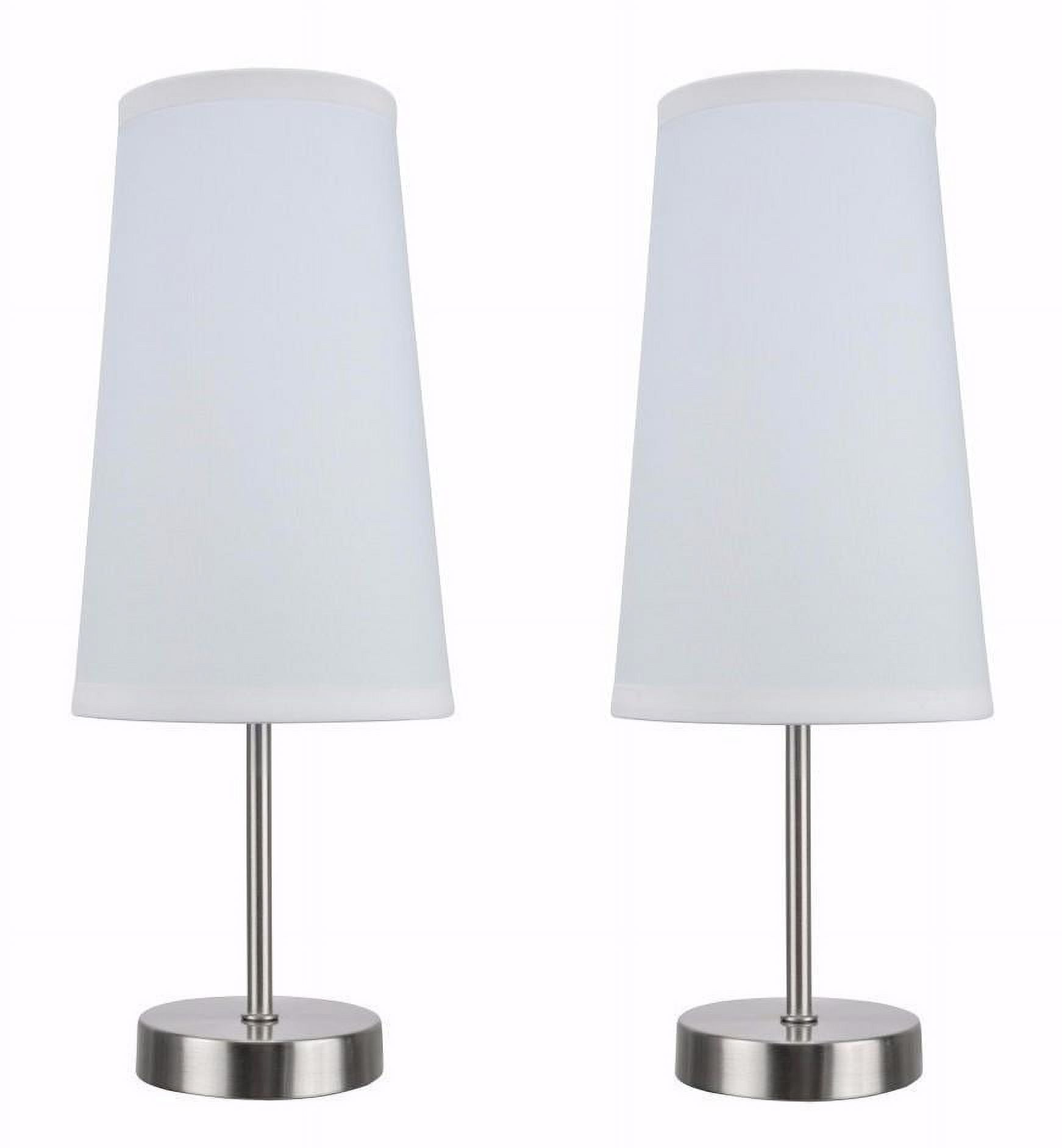 Aspen Creative 40084-1, 2-Pack Set - One-Light Candlestick Table Lamp, Contemporary Design in Satin Nickel, 14 1/4" High