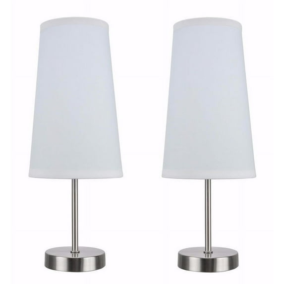 Aspen Creative 40084-1, 2-Pack Set - One-Light Candlestick Table Lamp, Contemporary Design in Satin Nickel, 14 1/4" High
