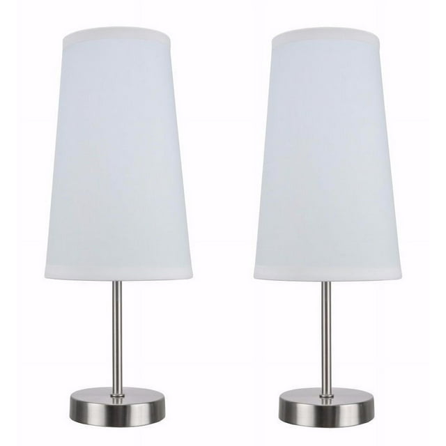Aspen Creative 40084-1, 2-Pack Set - One-Light Candlestick Table Lamp, Contemporary Design in Satin Nickel, 14 1/4" High