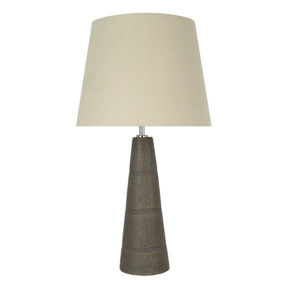 Aspen Creative 40127, 22" High Transitional Ceramic Table Lamp, Faux Wooden Grain Finish with Hardback Empire Shaped Lamp Shade in Beige, 12" Wide