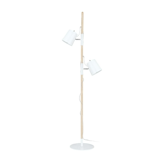 Aspen Creative 45018-11, Two-Light Adjustable Tree Floor Lamp, Modern Design in Matte White, 61-1/2" High