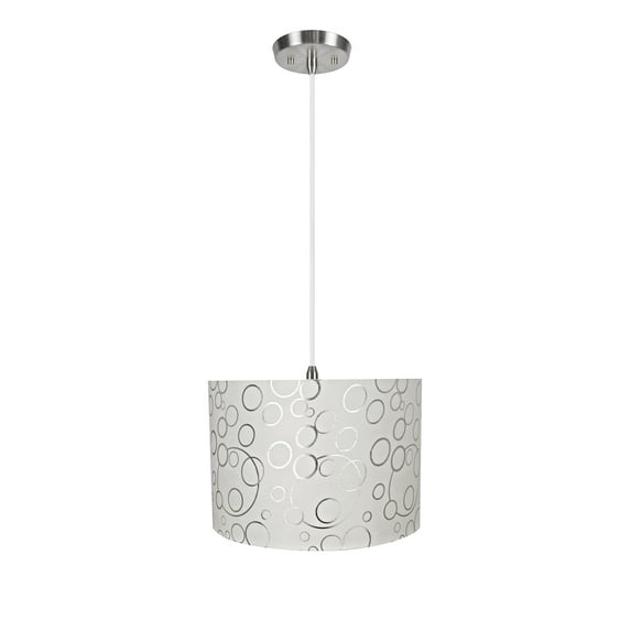 Aspen Creative 71163-11 Two-Light Hanging Pendant Ceiling Light with Transitional Drum Fabric Lamp Shade, White, 16" width