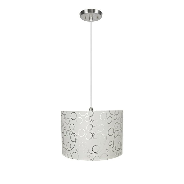 Aspen Creative 71163-11 Two-Light Hanging Pendant Ceiling Light with Transitional Drum Fabric Lamp Shade, White, 16" width