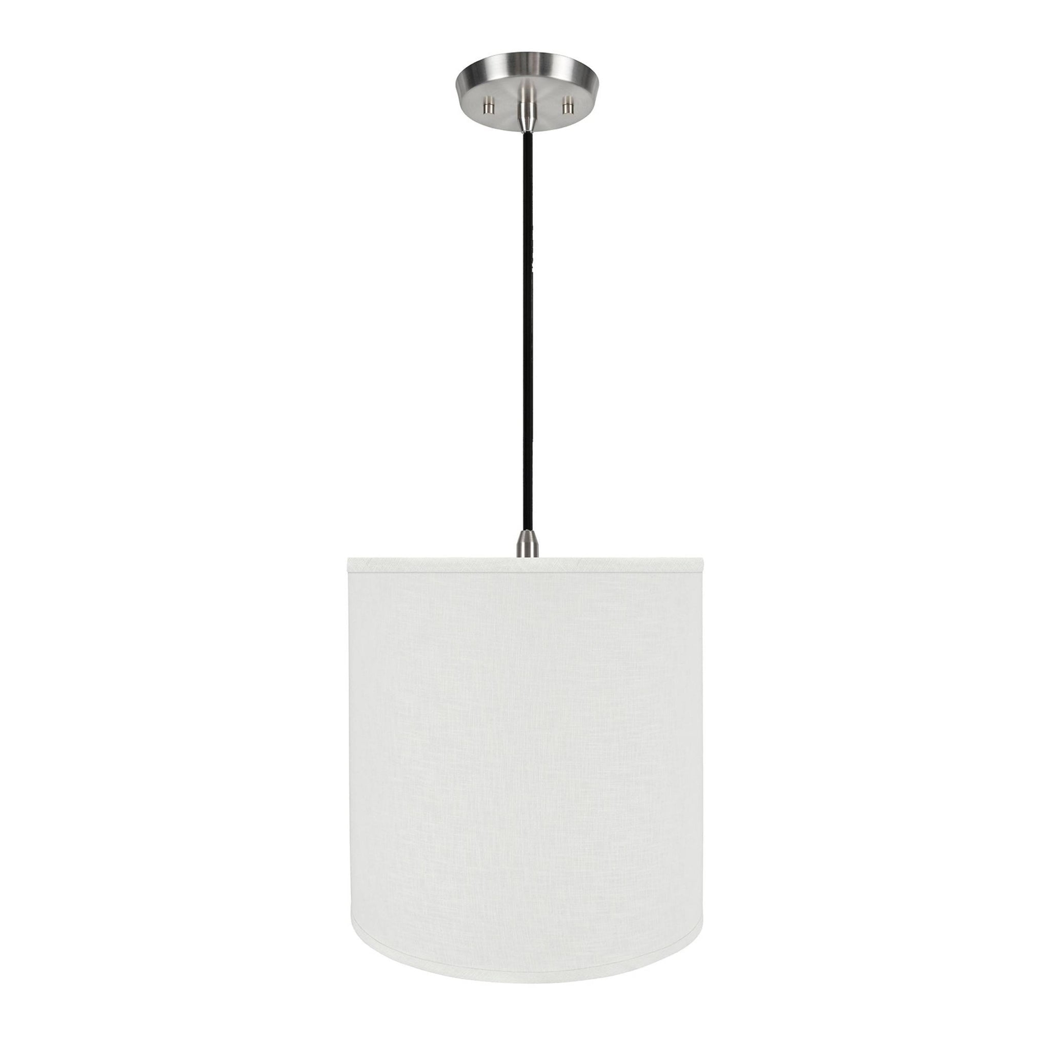 Aspen Creative 72532-11 One-Light Hanging Pendant Ceiling Light with Transitional Hardback Empire Fabric Lamp Shade, Off White, 15" width