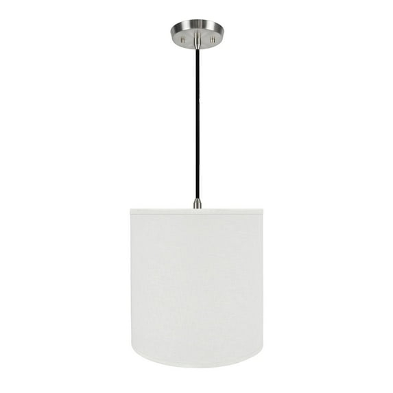 Aspen Creative 72532-11 One-Light Hanging Pendant Ceiling Light with Transitional Hardback Empire Fabric Lamp Shade, Off White, 15" width