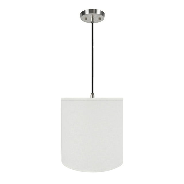 Aspen Creative 72532-11 One-Light Hanging Pendant Ceiling Light with Transitional Hardback Empire Fabric Lamp Shade, Off White, 15" width