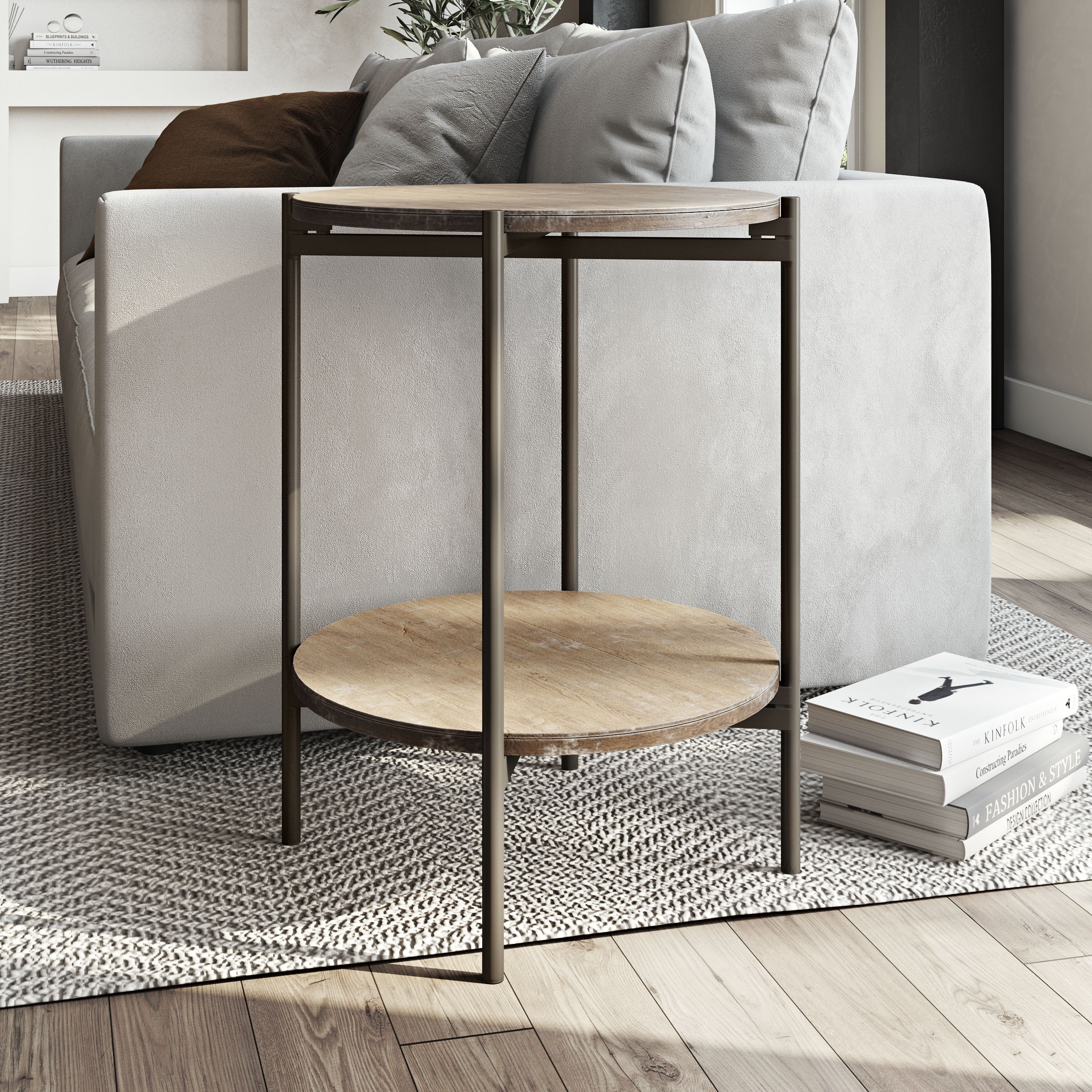 Aspire Home Accents Kamryn Modern Accent Table - 23.5"H x 16.5"W x 16.5"D Walnut Natural Finish