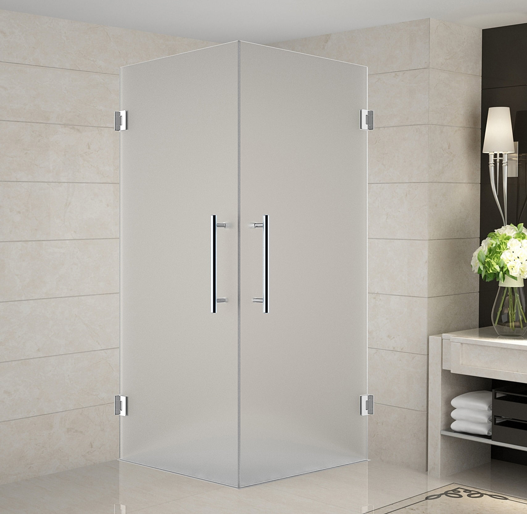 Vanora Completely Frameless 32" x 72" Square Hinged Shower Enclosure