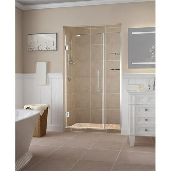 Aston SDR960EZ-CH-5222-10 Belmore GS 51.25 to 52.25 x 72 in. Frameless Hinged Shower Door with Glass Shelves - Chrome