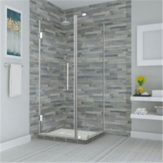 Aston SEN967EZ-CH-653332-10 72 x 65 x 32.38 in. Bromley Frameless Corner Hinged Shower Enclosure, Chrome
