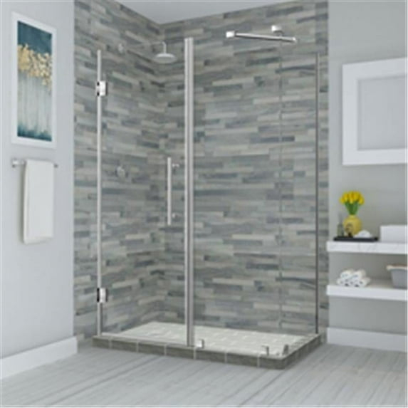Aston SEN967EZ-SS-422830-10 72 x 42 x 30.38 in. Bromley Frameless Corner Hinged Shower Enclosure, Stainless Steel