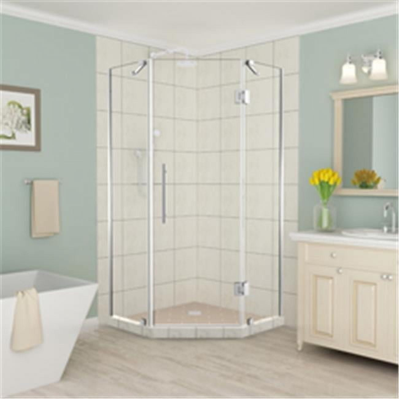 Aston SEN966EZ-CH-40-10 72 x 40 x 40 in. Merrick Frameless Neo-Angle Shower Enclosure, Chrome