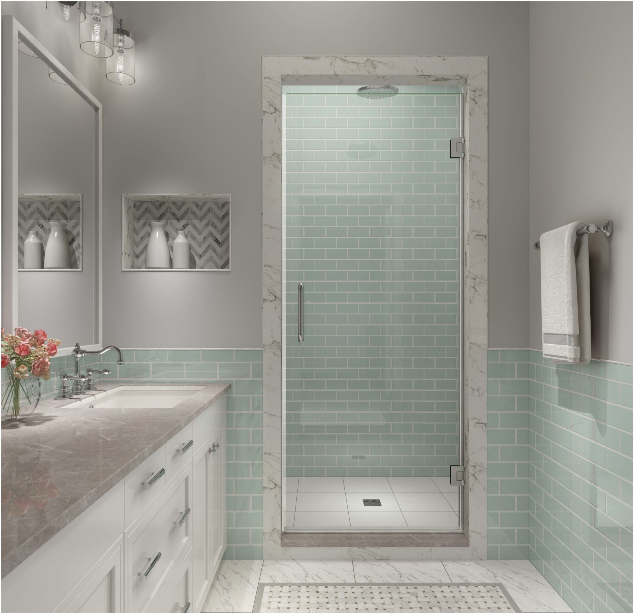 Aston Sdr997ez-33580 Kinkade Xl 80" High X 33-1/2" Wide Hinged Frameless Shower Door -